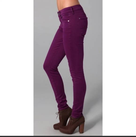 7FAMK Gwenevere Skinny Jeans Purple Mauve Size 27/ 4 - Picture 3 of 12